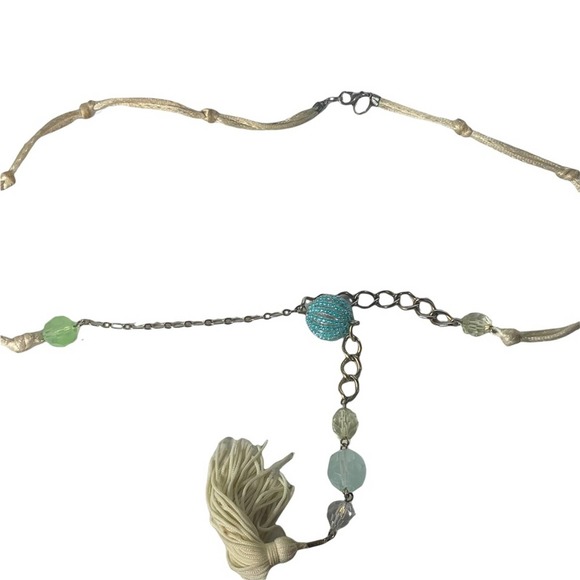 Robert Rose Disco Faceted Beaded Double Knotted Cord Chain Tassel Necklace - Picture 5 of 7